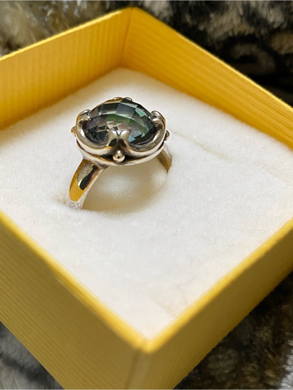 Sterling Silver Green Mystic Topaz Halo Ring